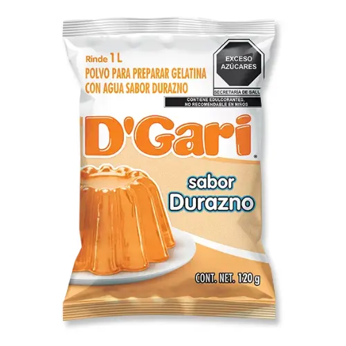 D´Gari gelatina Durazno-Peach, agua