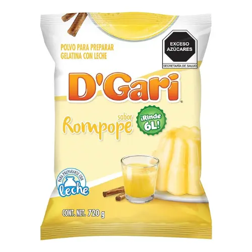 D´Gari gelatina Rompope-Eggnog, leche