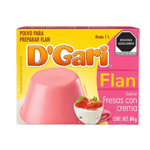 D´Gari gelatina fresa con crema, strawberries and cream,leche